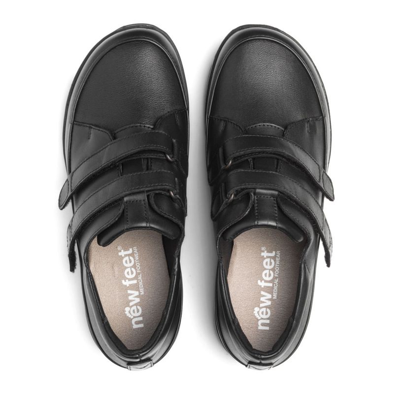 New Feet Sko med två kardborreband, svart
